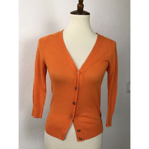 Trina Turk Orange Button Down Cardigan Sweater FLAW - Picture 1 of 9